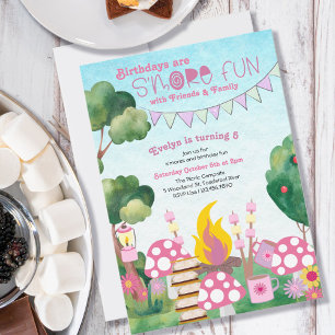 Invitation S'more Fun Campfire et Toadstool Girls Anniversair