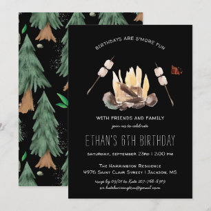 Invitation S'more Fun   Fête d'anniversaire de camping