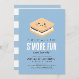 Invitation S'more Fun Kawaii Blue Boy 1er anniversaire