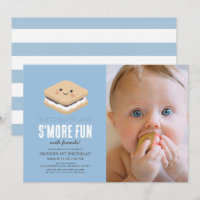 S'more Fun Kawaii Blue Boy 1er Birthday Photo