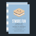 Invitation S'more Fun Kawaii Blue Kids Boy Anniversaire<br><div class="desc">L'invitation d'anniversaire de ce garçon "S'more Fun" mignon et kawaii comporte un s'more avec un visage souriant sur un arrière - plan bleu. L'envers est un arrière - plan blanc aux rayures bleues. Personnalisez-vous pour répondre à vos besoins. Vous pouvez trouver d'autres produits correspondants dans mon magasin.</div>
