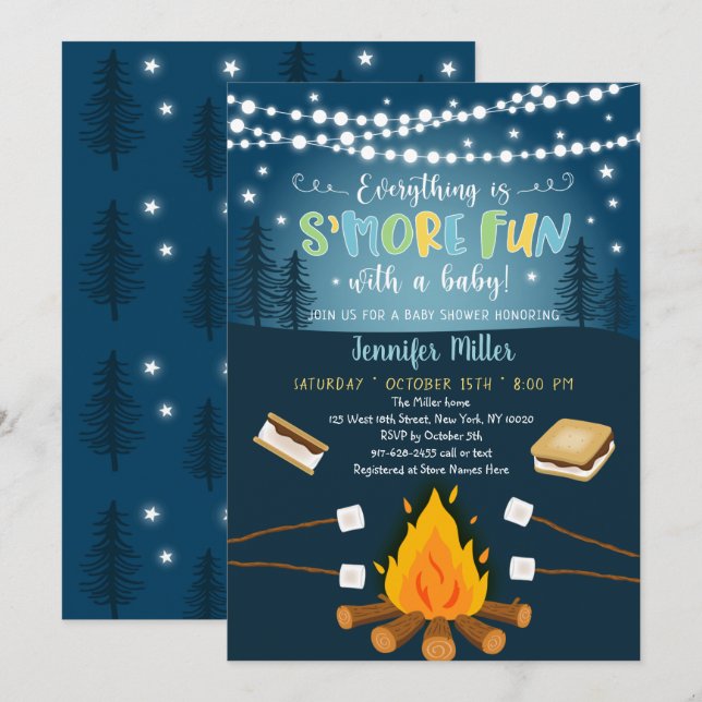 Invitation S'more Fun With A Baby S'mores Baby shower (Devant / Derrière)