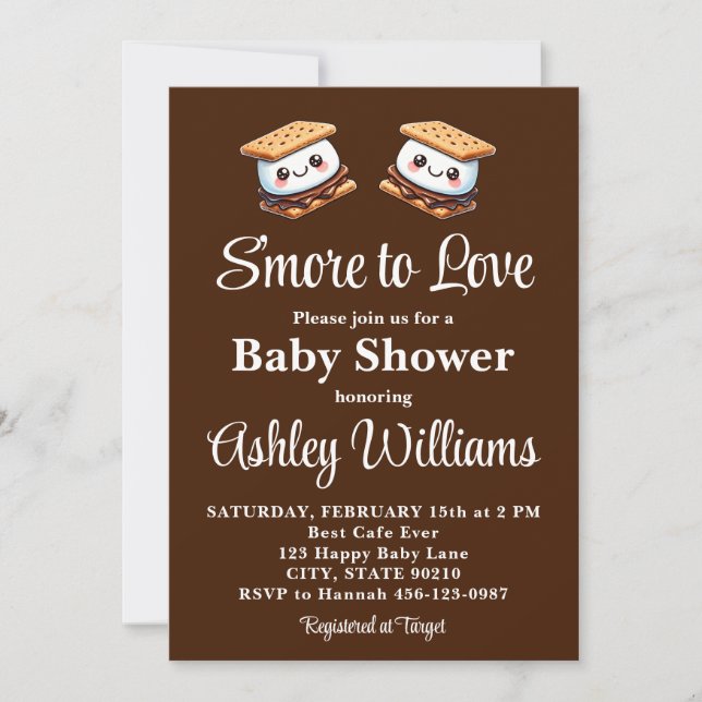 Invitation S'more to Love Amusement Baby shower extérieur de  (Devant)