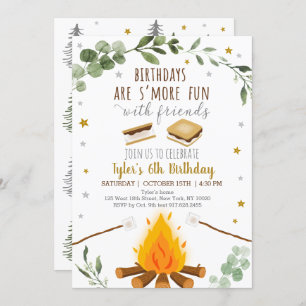 Invitation S'mores Anniversaire Camping Feu de camp Feu de ca