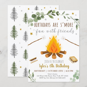 Invitation S'mores Camping Feu de feu de camp Anniversaire