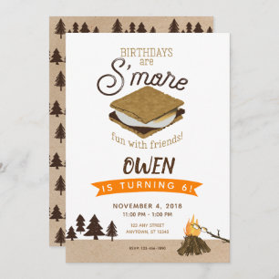 Invitation S'mores Camping Fun avec ses amis Anniversaire