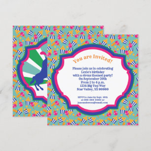 Invitation Snacks de cirque coloré et Montrer Ponies Annivers