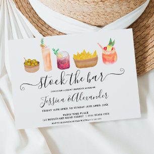 Invitation Snacks modernes cocktails aquarelle couples douche