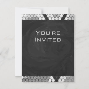 Invitation Snakeskin Gris, blanc et noir Monogramme
