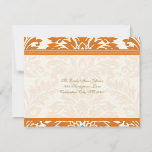 Invitation Snapdragon Coral & Ivy Mariage damassé RSVP