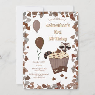 Invitation Sneaky Raccoon & Chocolate Cupcake Anniversaire
