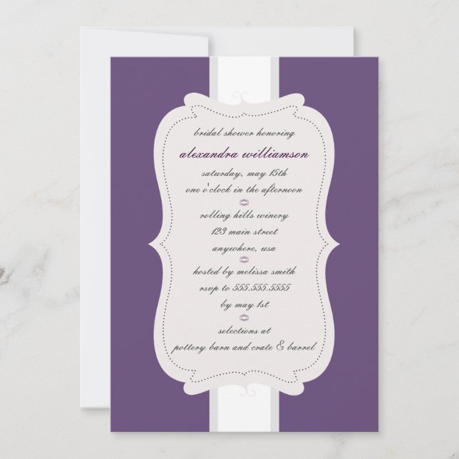 Invitation snob de Fête de la mariée {pourpre} (Devant)