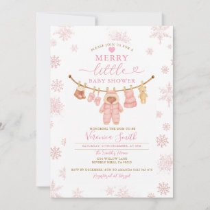 Invitation Snonwflakes Cloche Joyeux Petit Baby shower