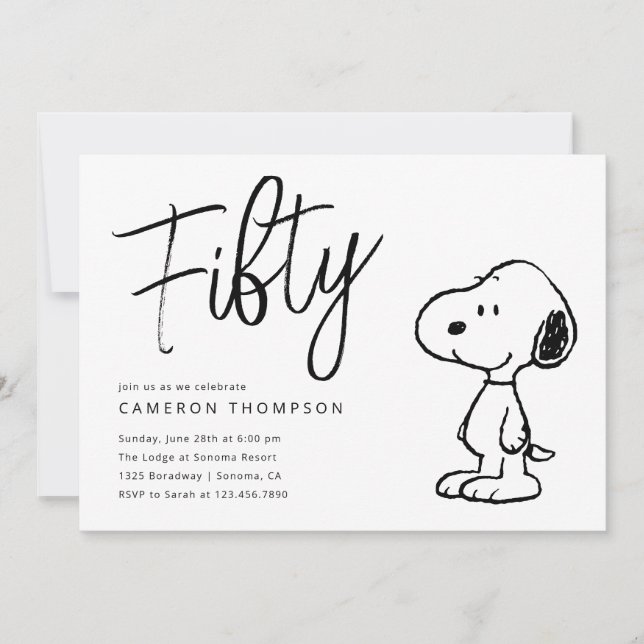 Invitation Snoopy d'arachides - 50e anniversaire (Devant)