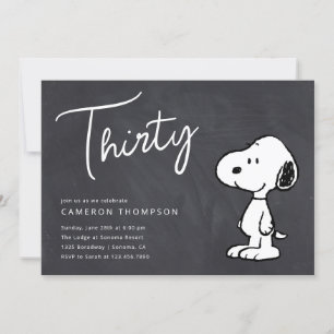 Invitation Snoopy d'arachides - Chalkboard 30e anniversaire