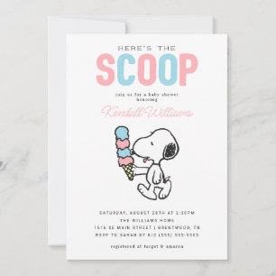 Invitation Snoopy d'arachides Voici le Scoop - Baby shower