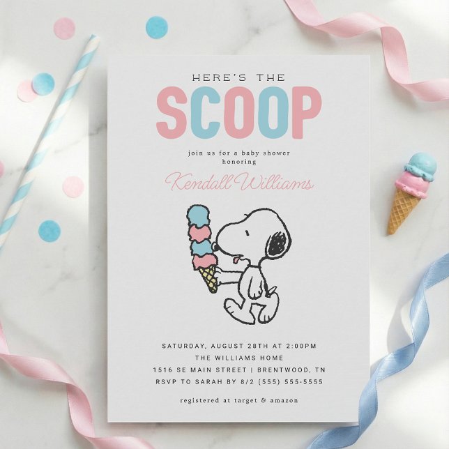 Invitation Snoopy d'arachides | Voici le Scoop - Baby shower (Créateur téléchargé)
