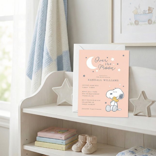 Invitation Snoopy & Woodstock | Au-dessus du Baby shower de l (Créateur téléchargé)