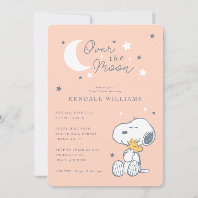 Invitation Snoopy & Woodstock | Au-dessus du Baby shower de l (Devant)