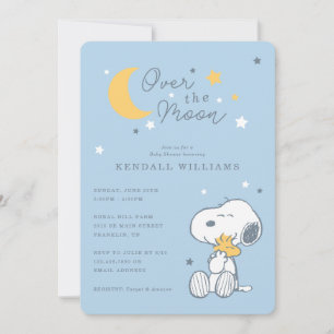 Invitation Snoopy & Woodstock Baby Shower Over the Moon