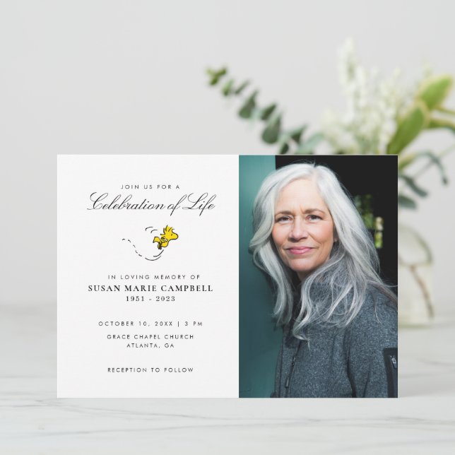 Invitation Snoopy & Woodstock Célébration de la vie avec phot (Debout devant)