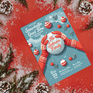 Invitation Snowballin' Fun Noël unique fête