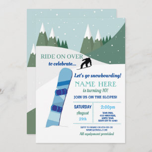 Invitation Snowboard Anniversaire Fête Pistes Ski Neige