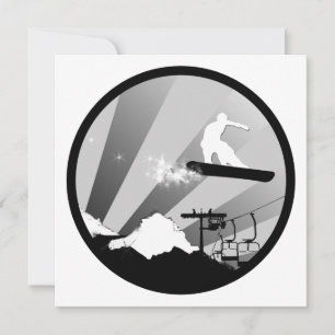 Invitation snowboard gris raies