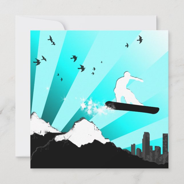 Invitation snowboard : piste en poudre (Devant)