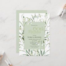 Snowdrop 60th Birthday Watercolor Botanical Green