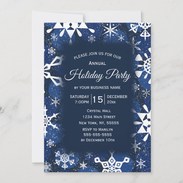 Invitation Snowflake Blue Corporate Fête (Devant)