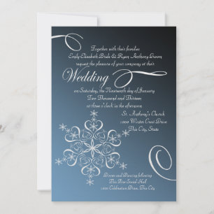 Invitation Snowflake Blue Elegance Mariage d'hiver
