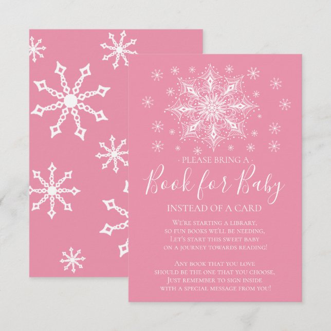 Invitation Snowflake Girls Baby shower Book for Baby (Devant / Derrière)