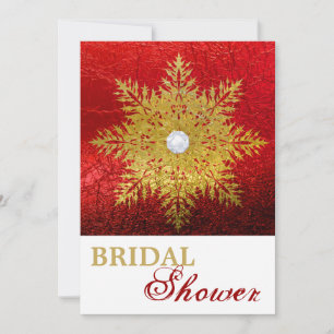 Invitation Snowflake or rouge mariage d'hiver nuptiale douche