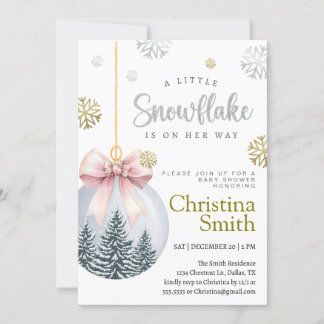 Invitation Snowflake Pink Winter Wonderland Baby Girl Shower