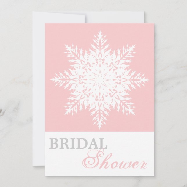 Invitation Snowflake rose, blanc mariage d'hiver nuptiale dou (Devant)