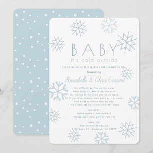 Invitation Snowflakes Baby Son Baby shower bleu froid par cou