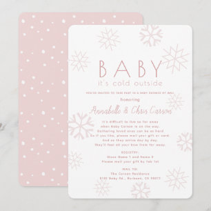 Invitation Snowflakes Baby Son Baby shower rose froid par cou