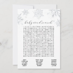 Invitation Snowflakes Baby Word Search Game Card