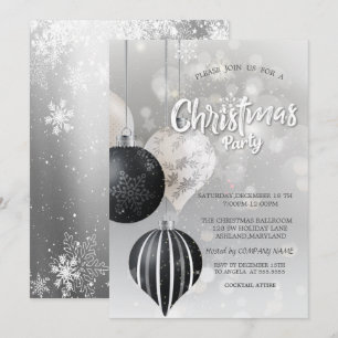 Invitation Snowflakes, Balls Silver Christmas Company