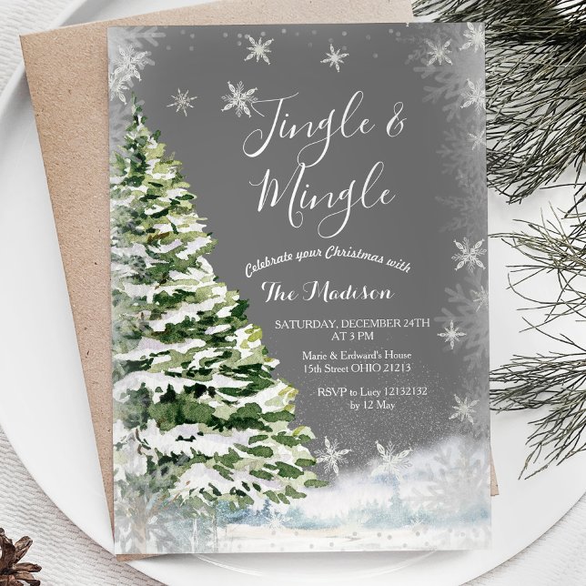 Invitation Snowflakes blanc Jingle & Mingle Winter Party (Créateur téléchargé)