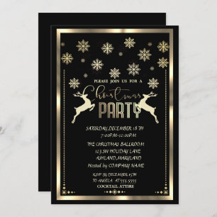 Invitation Snowflakes, Deer Black Company fête de Noël