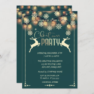 Invitation Snowflakes, Deers, Lumières Compagnie fête Noël