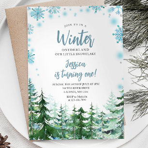 Invitation Snowflakes d'hiver Onederland 1er anniversaire