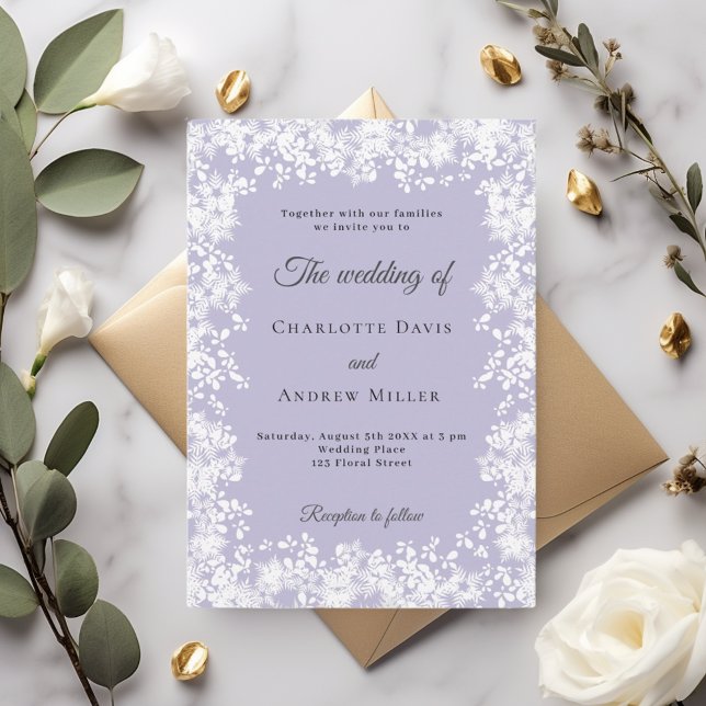 Invitation Snowflakes dusty lavender winter wedding (Créateur téléchargé)