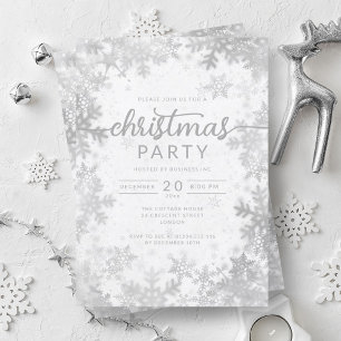 Invitation Snowflakes en argent moderne Société Fête de Noël