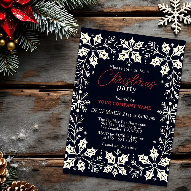 Invitation Snowflakes et Holly Corporate Christmas Party (Créateur téléchargé)