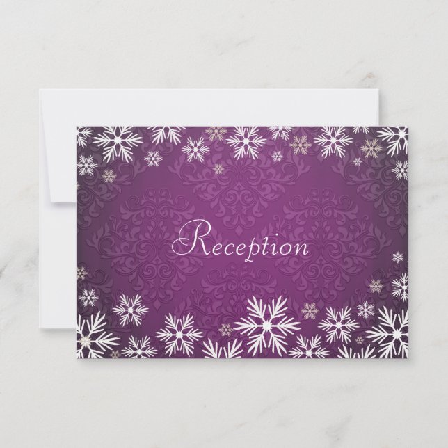 Invitation Snowflakes et Purple Mariage damassé Réception (Devant)