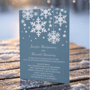 Invitation Snowflakes et Stars Wedding Invitation, Bleu