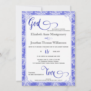 Invitation Snowflakes God is Love Christian Mariage Card